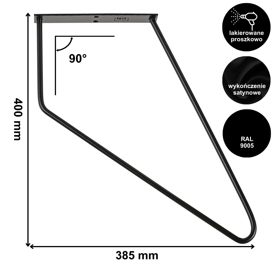 HGDECO Noga meblowa metalowa FIN 40 cm czarna HGD109 5905123561245