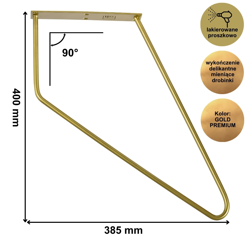 HGDECO Noga meblowa metalowa FIN 40 cm złota HGD111 5905123561283