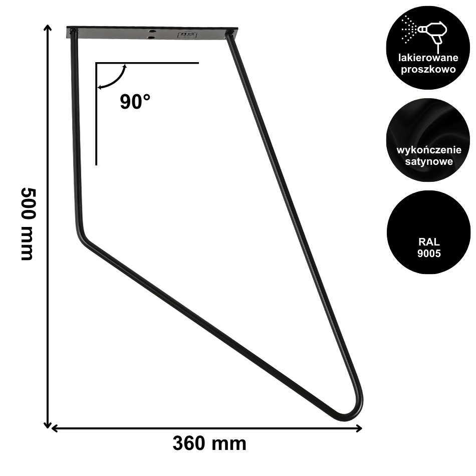 HGDECO Noga meblowa metalowa FIN 50 cm czarna HGD110 5905123561252