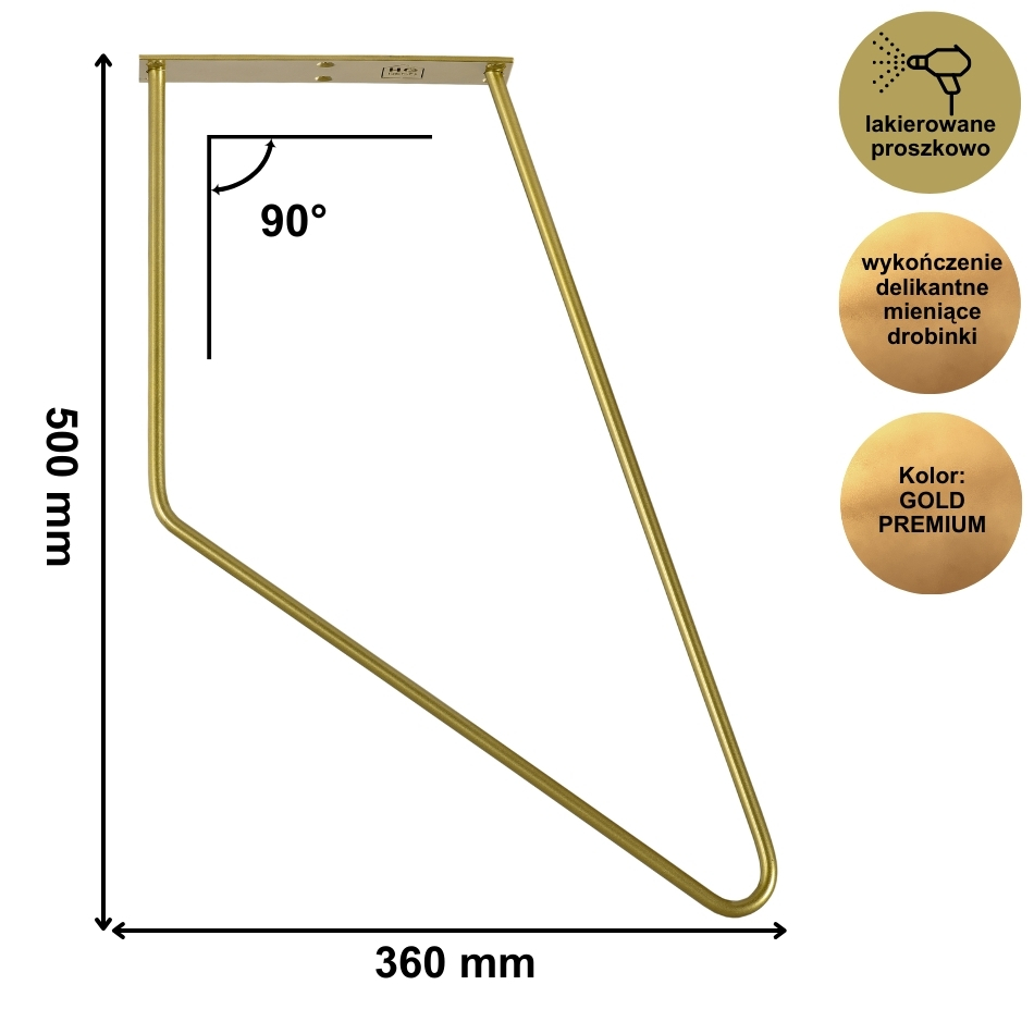 HGDECO Noga meblowa metalowa FIN 50 cm złota HGD112 5905123561290