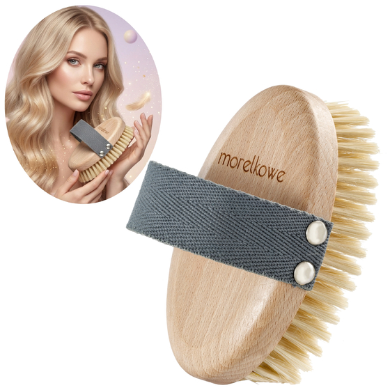Szczotka do masażu ciała na sucho miękka naturalna szczecina MORELKOWE