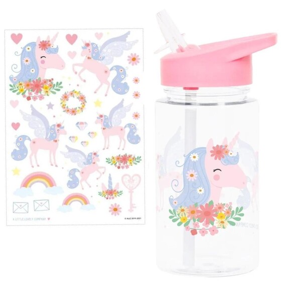 Bidon z ustnikiem + zestaw naklejek jednorożec 450 ml