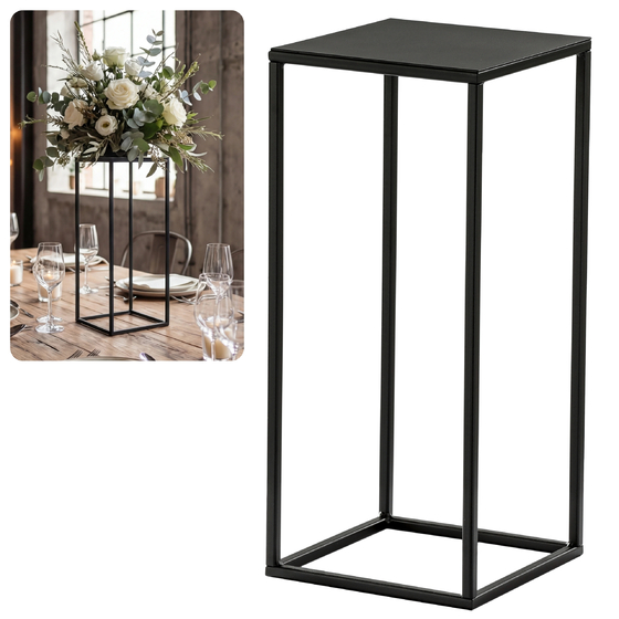 Kwietnik stojący metalowy czarny loftowy stojak na kwiaty pojedynczy 45cm