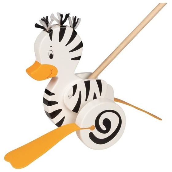 Pchacz zabawka Zebro-Kaczka na patyku Goki