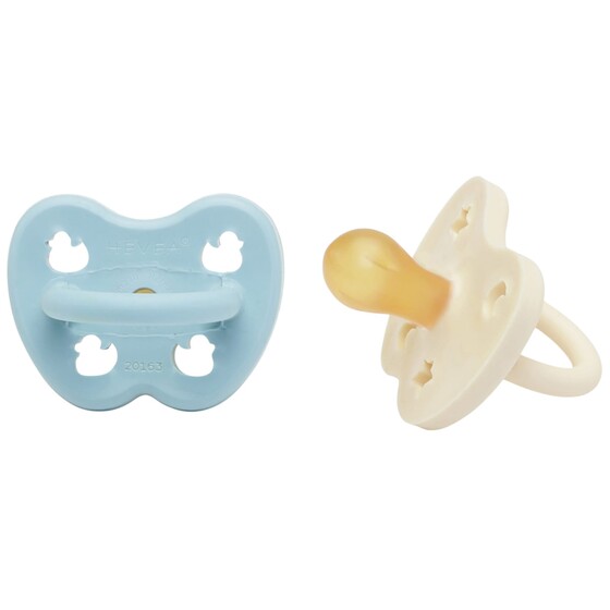 Smoczek okrągły 0-3m zestaw 2 sztuk  Blue & Milky Hevea 