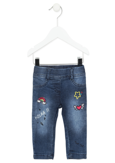 Spodnie jeansy dziecięce z naszywkami dla dziewczynki Losan