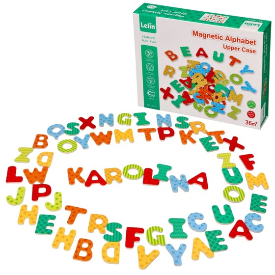 Magnetyczne drewniane literki polskie znaki Lelin