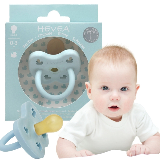Smoczek z kauczuku dla niemowląt okrągły 0-3m Baby Blue Hevea