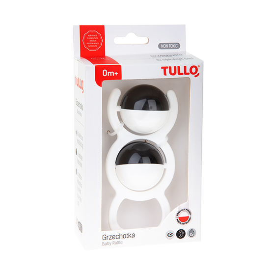 Grzechotka dwie kule czarno-biała Tullo