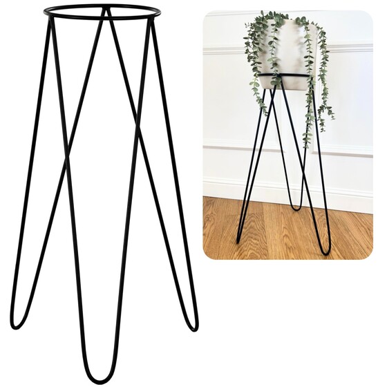 Stojak Metalowy kwietnik stojący czarny MALMO 73 cm