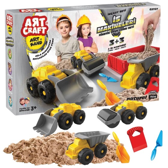 Piasek kinetyczny + pojazdy budowlane Art Craft