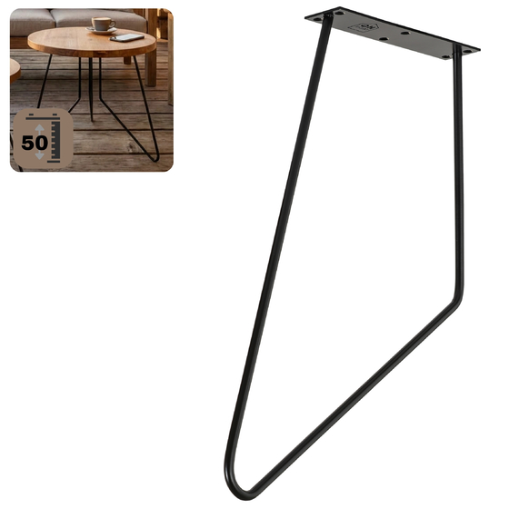 Noga meblowa metalowa noga do stolika kawowego FIN 50 cm czarna