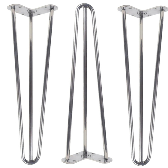 Hairpin legs nogi metalowe do stolika loft 40 cm srebrne zestaw 3 sztuk