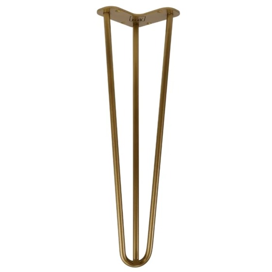 Noga do stolika metalowa Hairpin trójnoga TL 40cm stare złoto