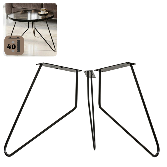 Noga meblowa metalowa noga do stolika kawowego FIN 40 cm czarna Zestaw 3 szt. 