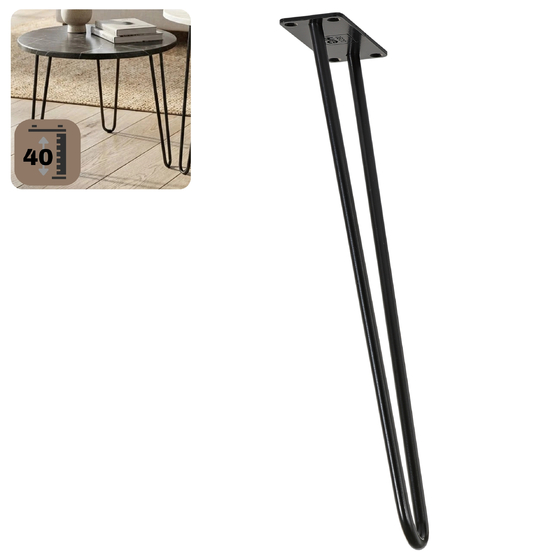 Metalowa noga hairpin do stolika kawowego dwa pręty noga loftowa DP40 cm