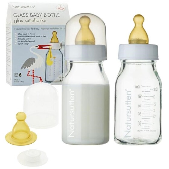 Butelka dla niemowląt 110 ml 2 szt wolny przepływ szklana Natursuttem