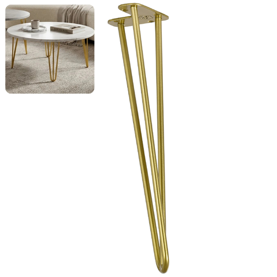 Metalowa noga hairpin legs do stolika kawowego trzy pręty noga złota TL40 cm