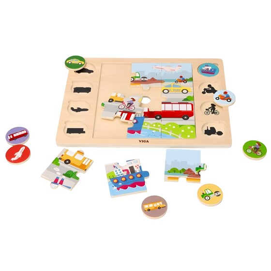 Puzzle układanka 2w1 pojazdy odszukaj cień Viga
