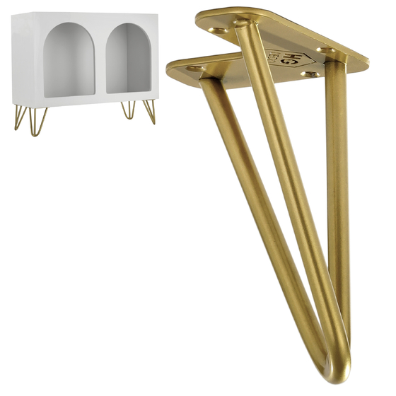 Metalowa noga hairpin do komody szafki RTV do pufy trzy pręty złota TL15 cm