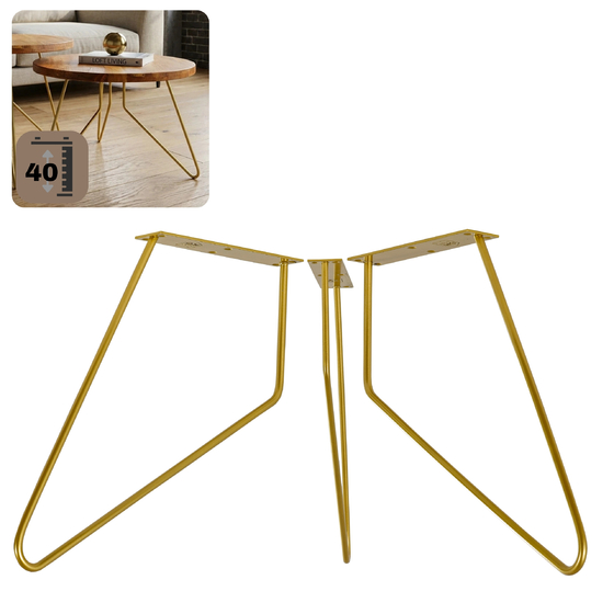 Noga meblowa metalowa noga do stolika kawowego FIN 40 cm złota Zestaw 3 szt.