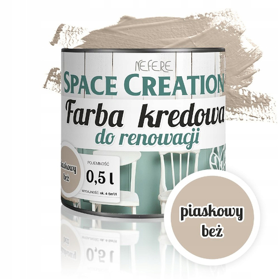 Farba kredensowa remontowa do stylizacji mebli piaskowy beż 0,5 L Space Creation