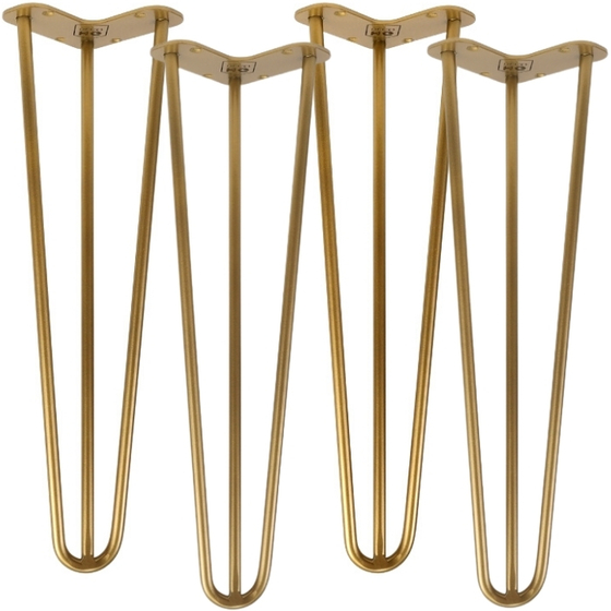 Metalowe nogi meblowe Hairpin legs złote  loft  zestaw 4 sztuk 40 cm