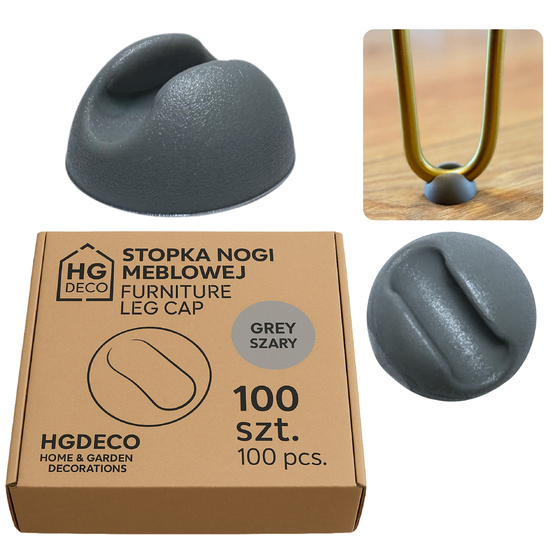 Podkładka ochronna szara 100 szt. z tworzywa pod nogi meblowe hairpin HGDECO
