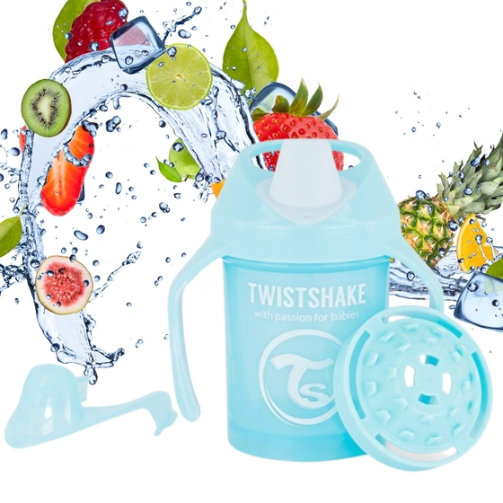 Kubek niekapek z mikserem 230ml niebieski Twistshake