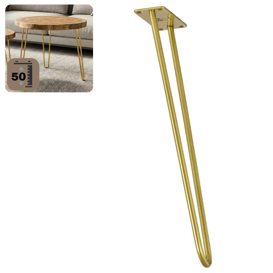 Hairpin noga metalowa dwunoga do stolika kawowego do ławy złota DP50 cm