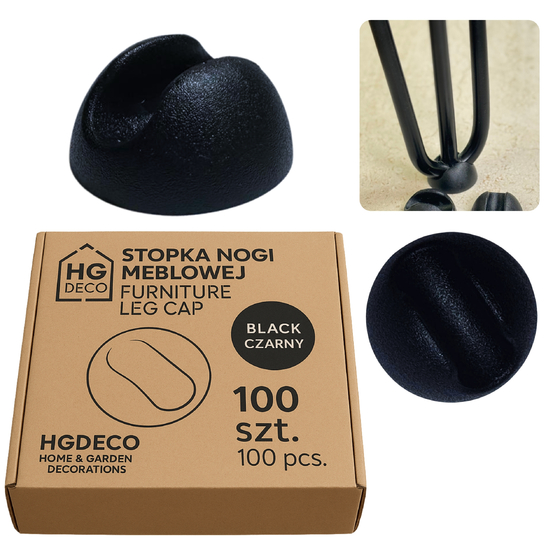 Podkładka ochronna czarna 100 szt. z tworzywa pod nogi meblowe hairpin HGDECO
