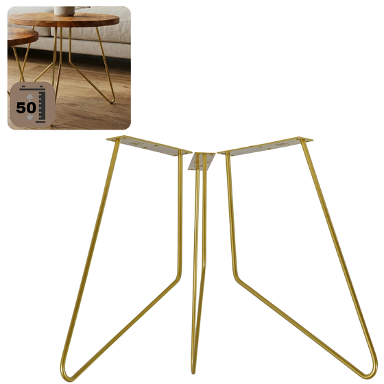 Noga meblowa metalowa noga do stolika kawowego FIN 50 cm złota Zestaw 3 szt.