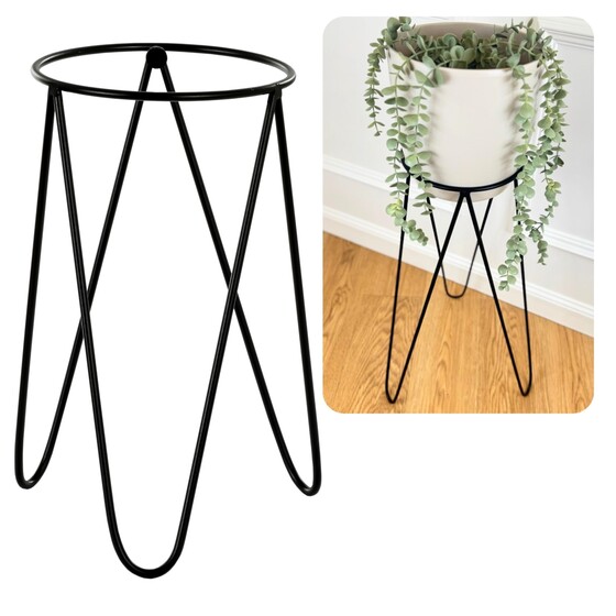 Stojak Metalowy kwietnik stojący czarny MALMO 43 cm