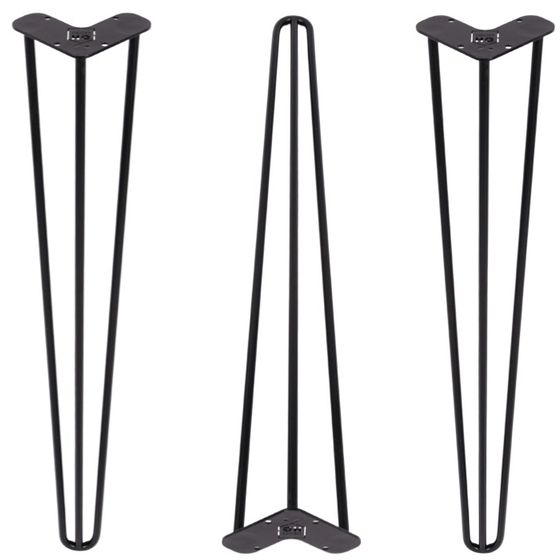 Metalowe nogi stołu czarne Hairpin 70 cm zestaw 3 sztuk
