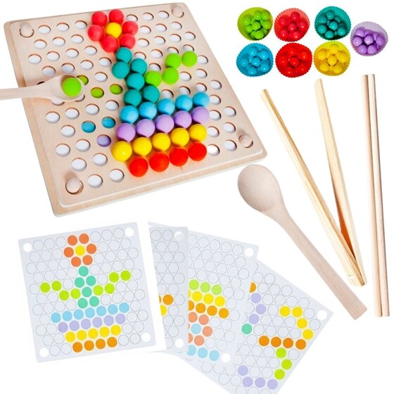 Drewniana układanka koraliki montessori Kruzzel