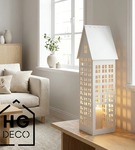 Lampion metalowy domek biały XXL 80 cm dekoracja wnętrz i ogrodu HGDECO