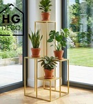 Kwietnik metalowy stojący na cztery doniczki  złoty PREMIUM92 cm