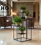 Kwietnik metalowy stojący na cztery doniczki CASCADE Premium czarny 92 cm