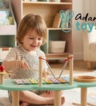 Stolik muzyczny cymbałki i bębenek drewniana zabawka muzyczna ADAM TOYS