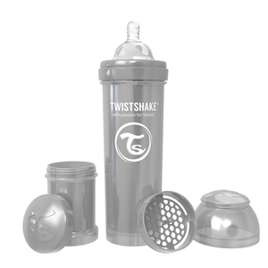 Butelka antykolkowa 330ml perłowa szara TWISTSHAKE