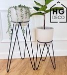 Zestaw: metalowy stojak na doniczkę MALMO 43 cm czarny + osłonka HGDECO