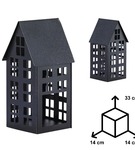 Lampion metalowy domek czarny 33 cm dekoracja wnętrz i ogrodu HGDECO