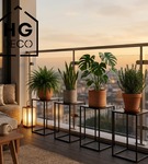 Metalowy kwietnik stojak na kwiatek loftowy kwietnik czarny TOWER 40 cm