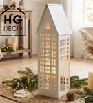Lampion metalowy domek biały XXL 80 cm dekoracja wnętrz i ogrodu HGDECO