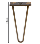 Noga metalowa stołowa hairpin DP 40 cm stare złoto