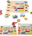 Puzzle układanka 2w1 pojazdy odszukaj cień Viga