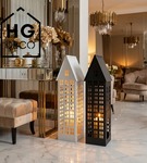 Lampion metalowy domek czarny XXL 80 cm dekoracja wnętrz i ogrodu HGDECO