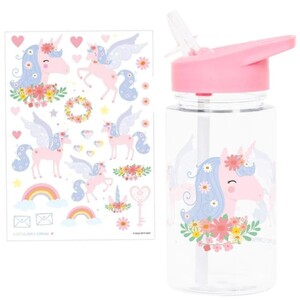Bidon z ustnikiem + zestaw naklejek jednorożec 450 ml