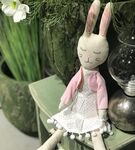 Przytulanka króliczka lniana w sukience w groszki Wilberry Toys