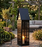 Lampion metalowy domek czarny XXL 80 cm dekoracja wnętrz i ogrodu HGDECO